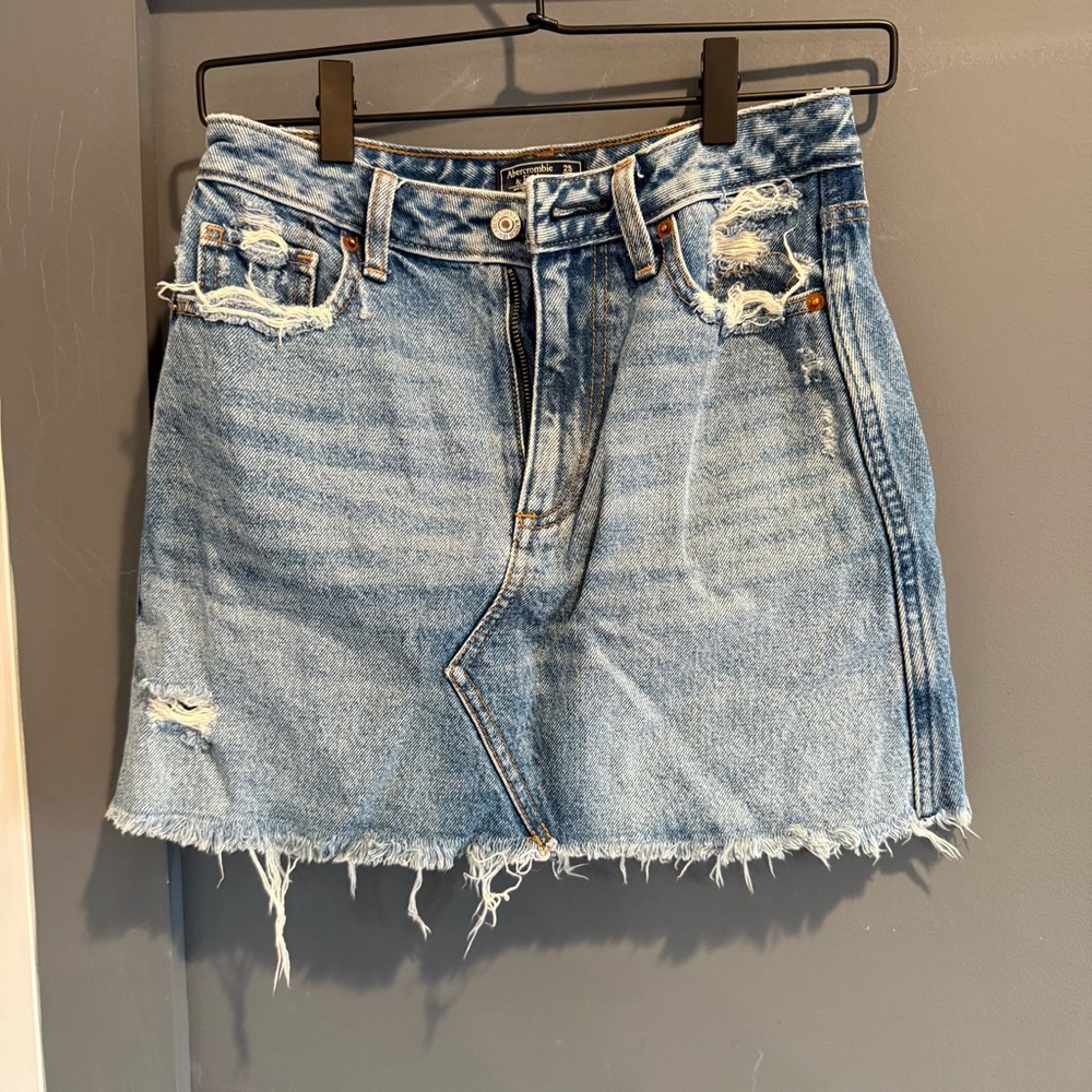 Abercrombie natural rise jean skirt, medium wash